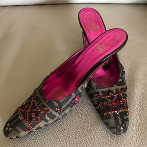 Fendi Monogram Logo Mules